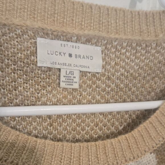 Lucky Brand Tan and Brown Crew Neck Sweater - Picture 2 of 4